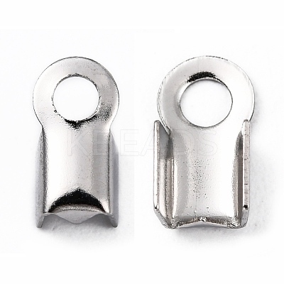 Tarnish Resistant 304 Stainless Steel Fold Over Crimp Cord Ends STAS-M009-01B-1
