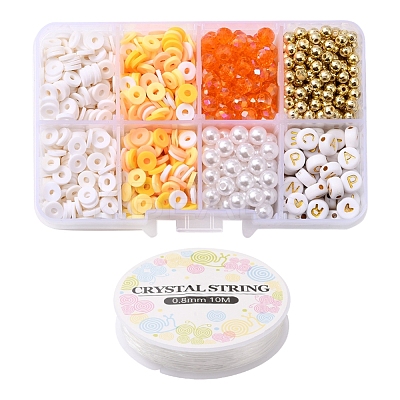 DIY Letter & Imitation Pearl & Heishi Beads Bracelet Making Kit DIY-YW0005-23B-1