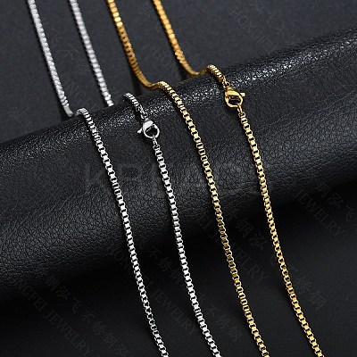 Stainless Steel Box Chain Necklace NJEW-YWC0001-02G-01-1