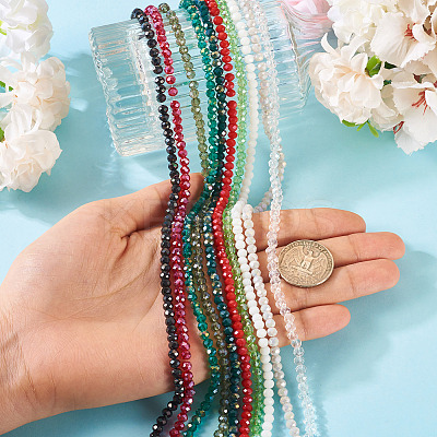 10Strands 10 Colors Electroplate Transparent Glass Beads Strands EGLA-TA0013-32-1