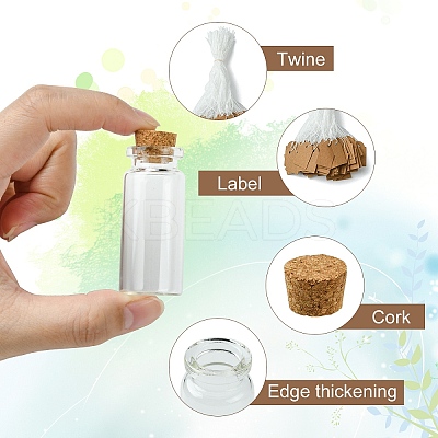 100Pcs 2 Styles Glass Cork Bead Containers CON-YW0001-61-1