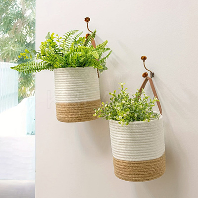 Woven Cotton Storage Baskets AJEW-WH20054-010A-1
