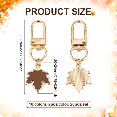 20Pcs 10 Colors Maple Leaf Alloy Enamel Pendant Decoration HJEW-PH02092-1