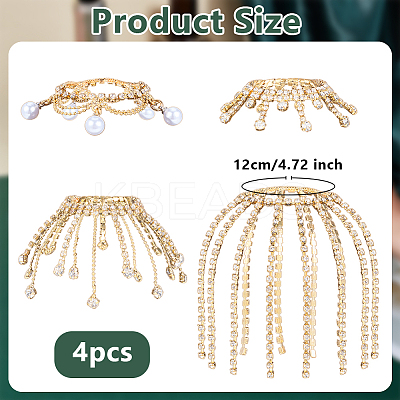 4Pcs Brass & Iron Rhinestone Wine Glass Charms HJEW-OC00280-1