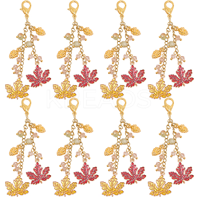 8Pcs Thanksgiving Day Alloy & Acrylic Pendant Decorations HJEW-SC0001-76A-1