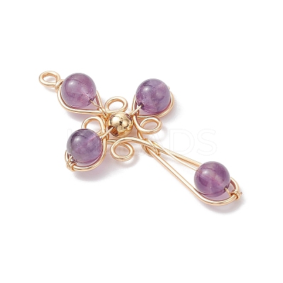 4Pcs 4 Styles Natural Amethyst & Carnelian(Dyed & Heated) & Green Aventurine & Tiger Eye Pendants PALLOY-TA00326-1