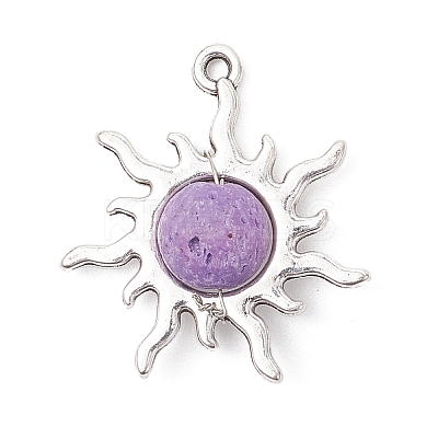 Dyed Natural Lava Rock Pendants PALLOY-JF04475-1