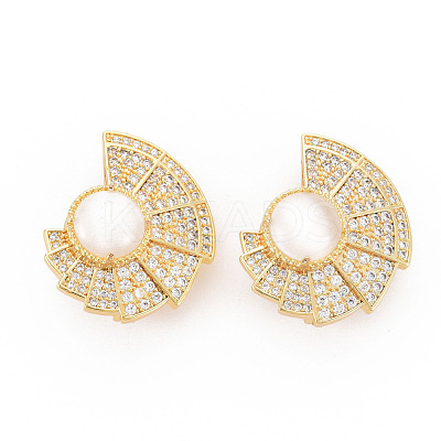 Brass Micro Pave Clear Cubic Zirconia Twister Clasps KK-S354-327-NF-1
