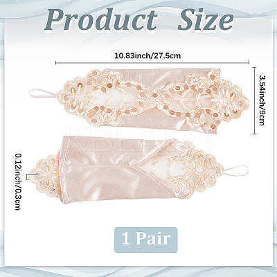 Polyester Long Paillette Embroidery Lace Gloves AJEW-WH20006-119A-1