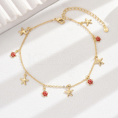 Elegant Brass Enamel Turtle Starfish Beach Anklet for Stylish Women JC1735-1