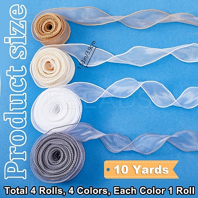 4 Rolls 4 Colors Polyester Chiffon Ribbon DIY-CP0010-73-1