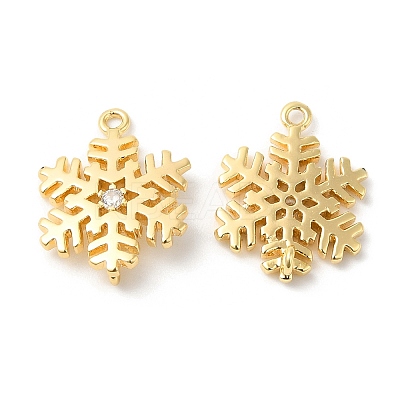 Brass Pave Clear Cubic Zirconia Connector Charms KK-P234-03G-1