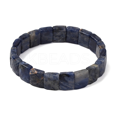 Natural Lapis Lazuli Beaded Stretch Bracelets for Unisex G-K303-02F-1