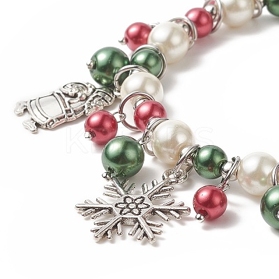 Glass Pearl Beaded Stretch Bracelet BJEW-TA00250-1