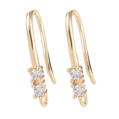 Brass Micro Pave Cubic Zirconia Earring Hooks KK-U008-12G-1