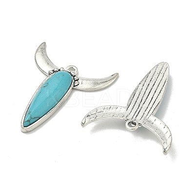 Bohemian Synthetic Turquoise Cattle Pendants FIND-Z112-01AS-03-1