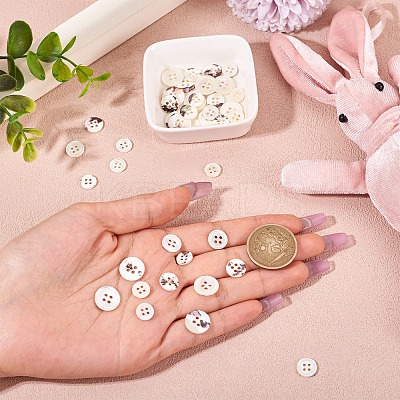 45Pcs 3 Styles 4-Holes Shell Buttons BUTT-TA0001-28-1