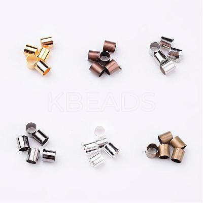 1 Box 6 Colors Antique Bronze & Red Copper & Golden & Silver & Platinum & Black Brass Tube Crimp Beads KK-X0036-NR-B-1