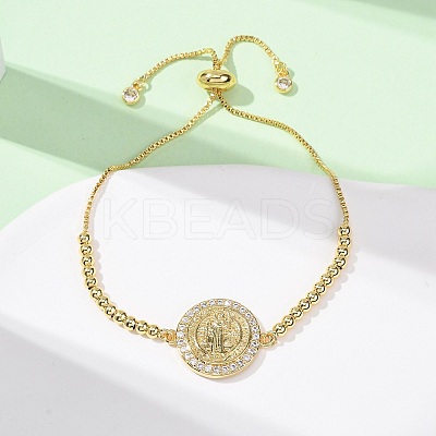 Brass Micro Pave Clear Cubic Zirconia Slider Bracelets for Women BJEW-G768-01G-1