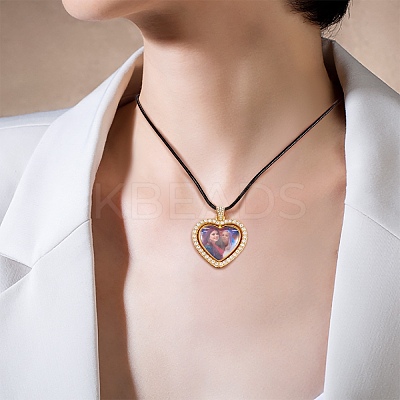 DIY Heart & Flat Round Necklace Making Kit DIY-SZ0007-31-1