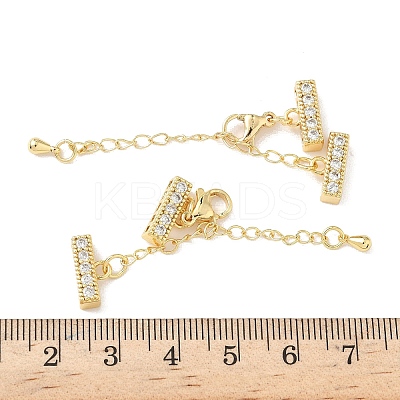 Brass Micro Pave Clear Cubic Zirconia Chain Extender KK-G536-16G-1
