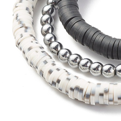 Polymer Clay Heishi Beads Stretch Bracelets Set BJEW-JB07395-1
