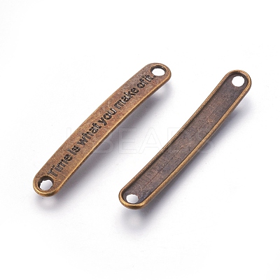 Tibetan Style Rectangle Carved Word Time is What You Make of It Message Links connectors PALLOY-2746-AB-FF-1