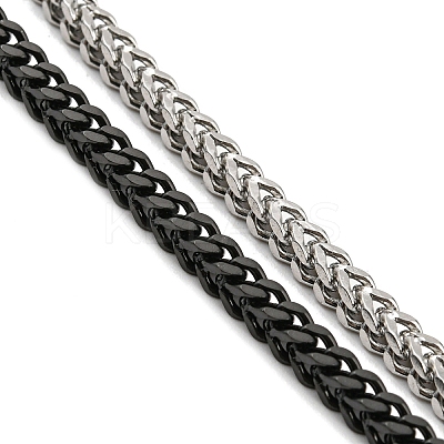 Two Tone 304 Stainless Steel Wheat Chains Double Layer Multi-strand Bracelets BJEW-D030-08EB-1