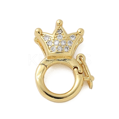 Brass Micro Pave Clear Cubic Zirconia Twister Clasps KK-P293-02-G-1