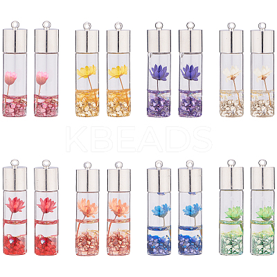 Transparent Glass Bottle Pendants GLAA-SC0001-11-1
