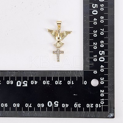 5Pcs Brass Micro Pave Clear Cubic Zirconia Pendants ZIRC-SZ0003-21-1