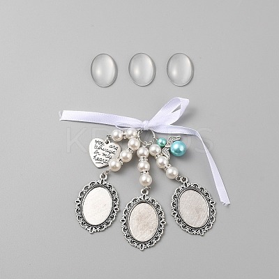 Wedding Bouquet Alloy & Glass Photo Charms DIY-WH20004-07A-AS-1