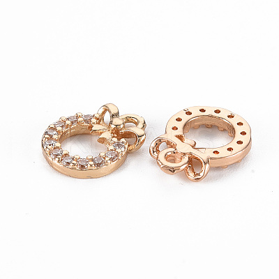 Rack Plating Brass Micro Pave Clear Cubic Zirconia Charms X-KK-T060-14-RS-1