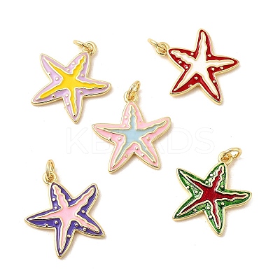 Brass Enamel Sea Animals Pendants KK-I378-15G-B-1