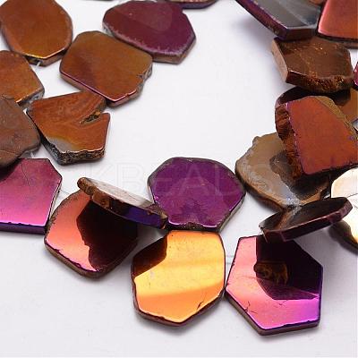 Electroplated Natural Agate Beads Strands G-K109-05-E-1