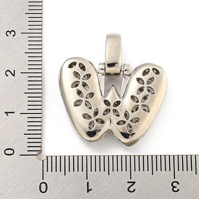 Brass Micro Pave Clear Cubic Zirconia Pendants KK-B099-01P-W-1