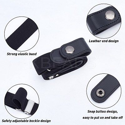 4Pcs 4 Style Unisex Adjustable No Buckle Imitation Leather Elastic Waist Belt AJEW-GF0003-27B-1