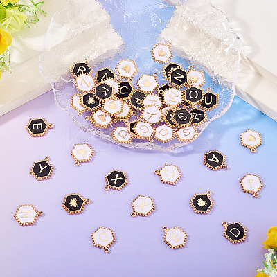 52Pcs 2 Colors Alloy Enamel Pendants ENAM-TA0002-97B-1