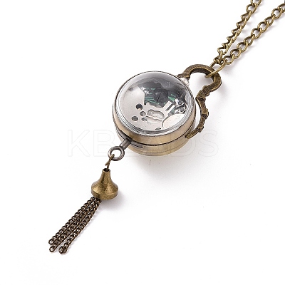 Alloy Round Pendant Necklace Quartz Pocket Watch WACH-N011-07A-1