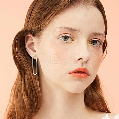 12Pcs Brass Hollow Oval Stud Earring Findings KK-GO0001-71-1
