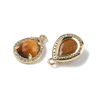 Natural Tiger Eye Faceted Teardrop Pendants G-U028-02G-02-1
