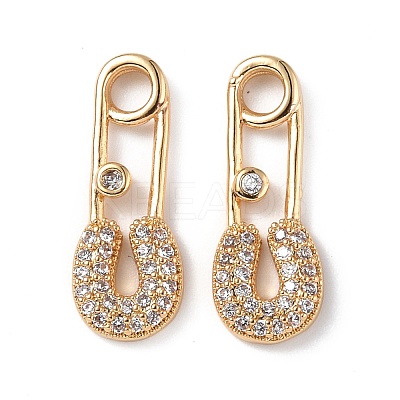Brass Micro Pave Clear Cubic Zirconia Pendants KK-E068-VF262-1