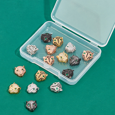 16Pcs 8 Style Brass Micro Pave Cubic Zirconia Beads ZIRC-NB0001-60-1