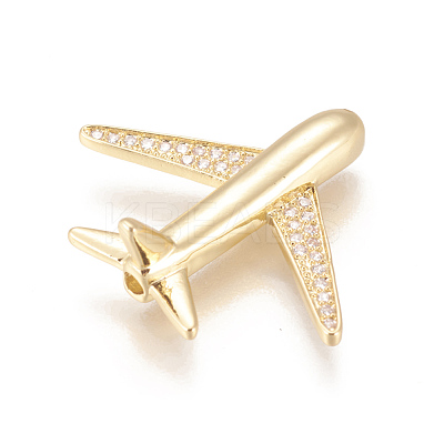 Brass Micro Pave Cubic Zirconia Airliner Beads ZIRC-L078-005G-NR-1