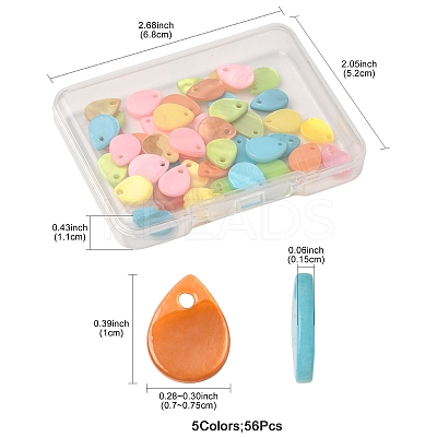 56Pcs 5 Colors Spray Painted Natural Freshwater Shell Teardrop Charms SHEL-FS0001-12-1