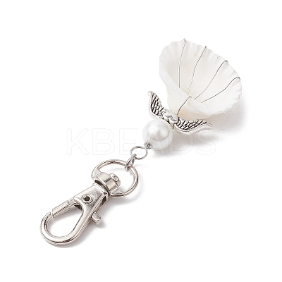 Angel Alloy & Wire Wrapped Natural Shell Pendant Decorations HJEW-JM02017-02-1