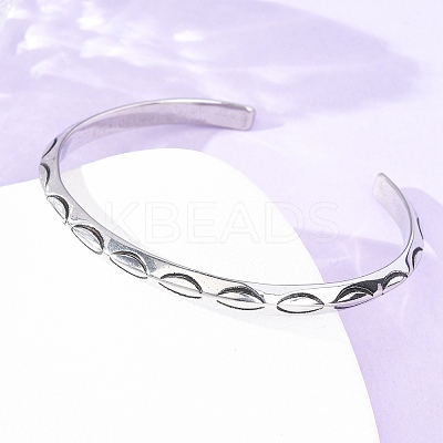Retro 316 Surgical Stainless Steel Cuff Bangles BJEW-C142-09AS-1