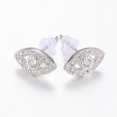 Brass Micro Pave Cubic Zirconia Ear Studs ZIRC-E132-04B-P-1