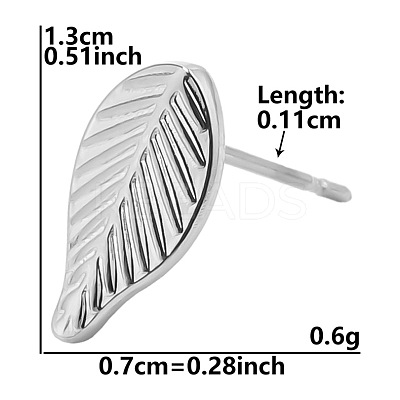 304 Stainless Steel Leaf Stud Earrings for Women BE5708-7-1