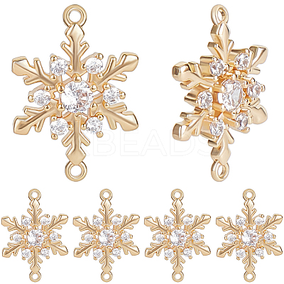 10Pcs Brass Micro Pave Clear Cubic Zirconia Connector Charms ZIRC-BBC0002-86B-1